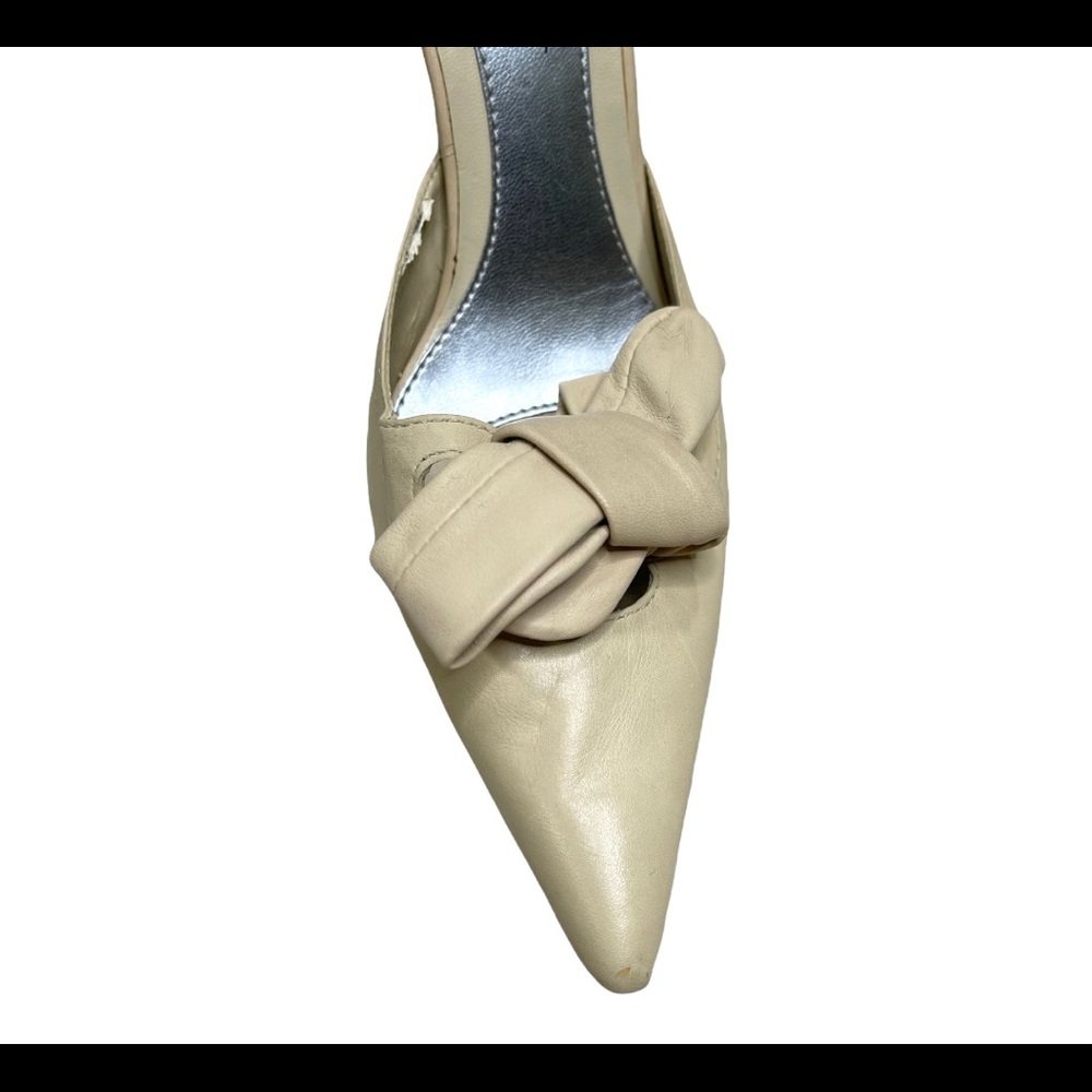Nine West Cream Leather Mule-Knotted Bow - Picture 3 of 8